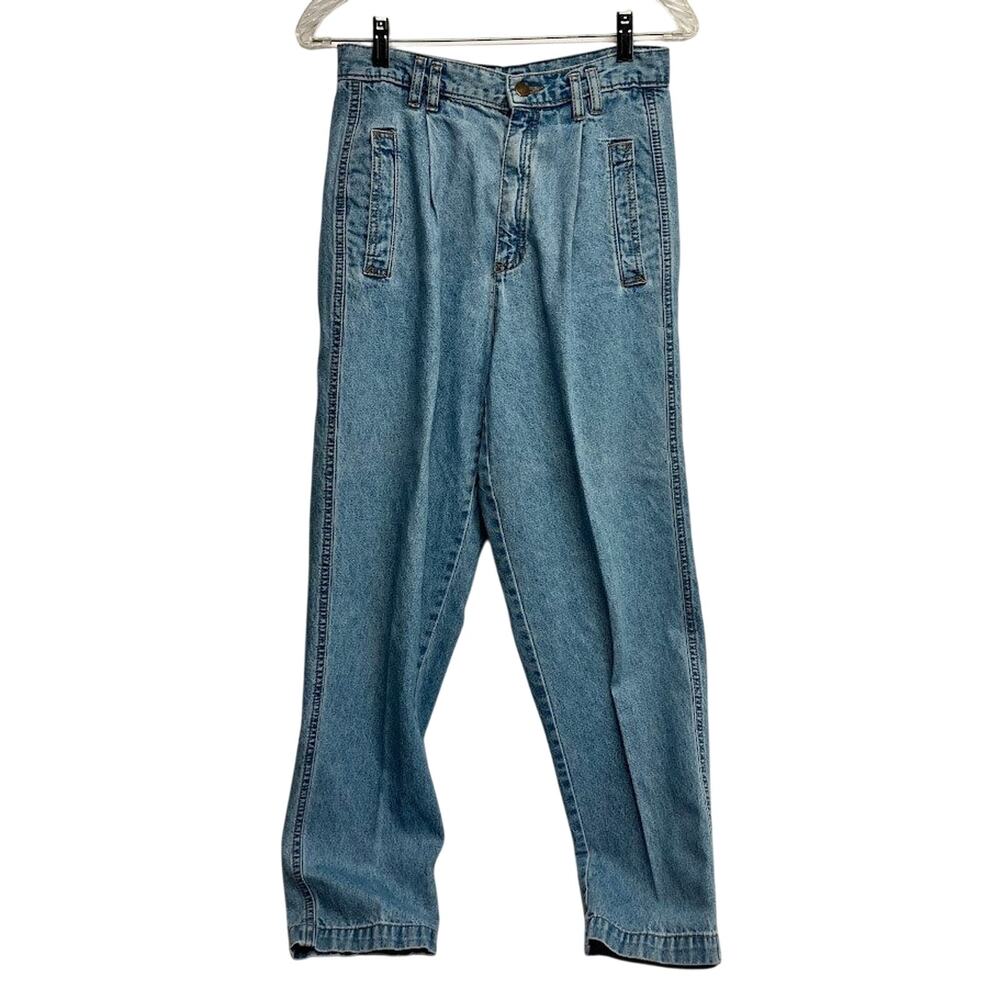 Vintage Liz Claiborne Jeans Pleated Acid Wash Tapered Denim Trouser Size 8P